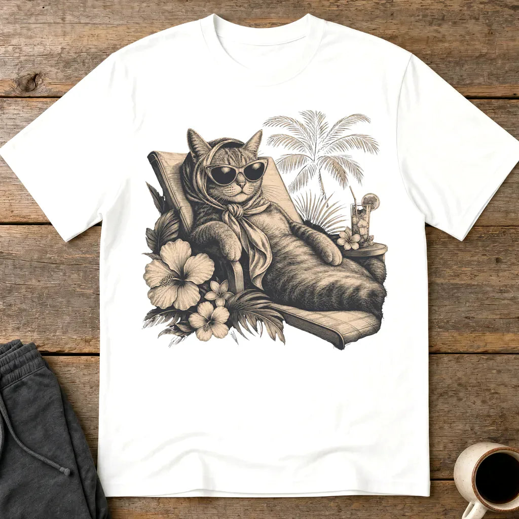 Murder, Cat Meowed Relaxation T-Shirt - White