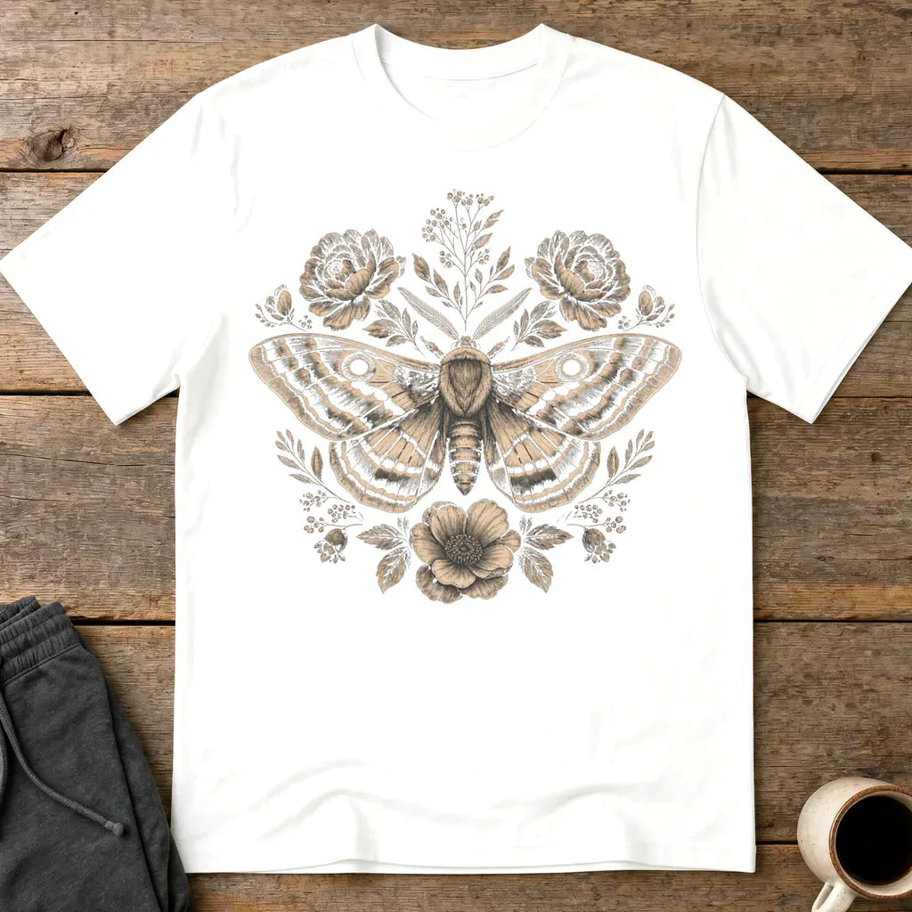 Vintage Botanical Moth T-Shirt - White