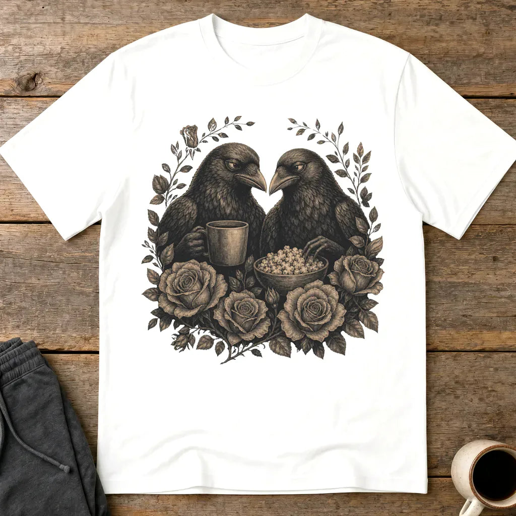 Murder Crow Coffee & Popcorn T-Shirt - White