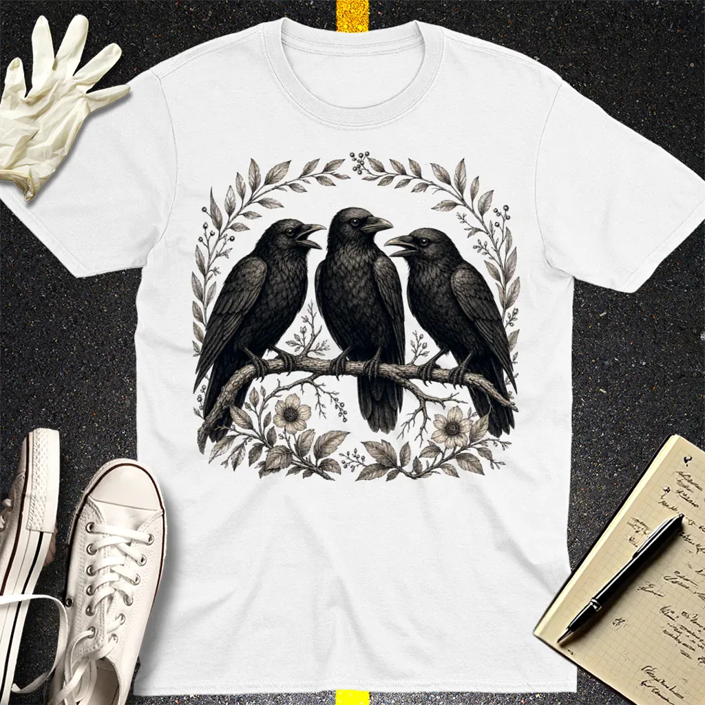 Three Crows Gothic Flora T-Shirt - White