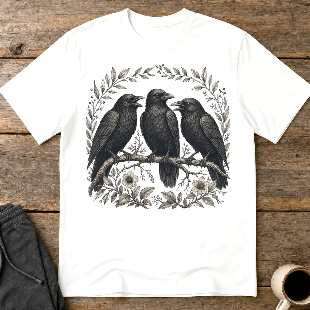 Three Crows Gothic Flora T-Shirt - White
