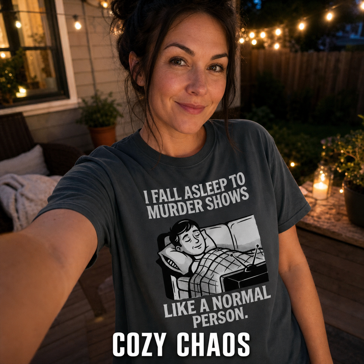 Murder Shows and Chill T-Shirt_ugc_outdoor