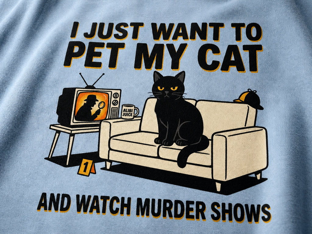 Pet My Cat and Watch Murder Shows T-Shirt_macro_detail