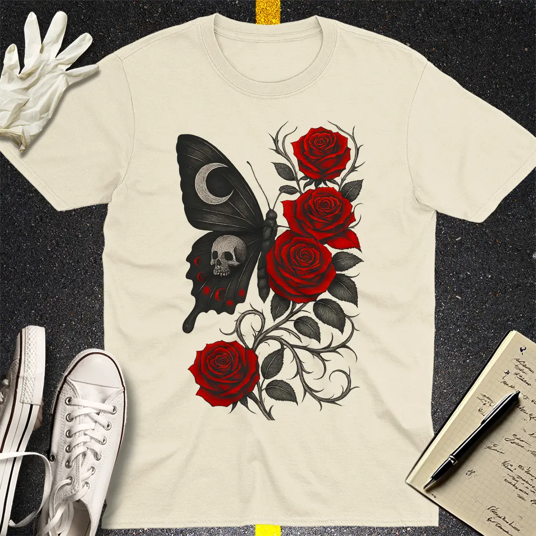 Gothic Rose Reaper T-Shirt - Natural