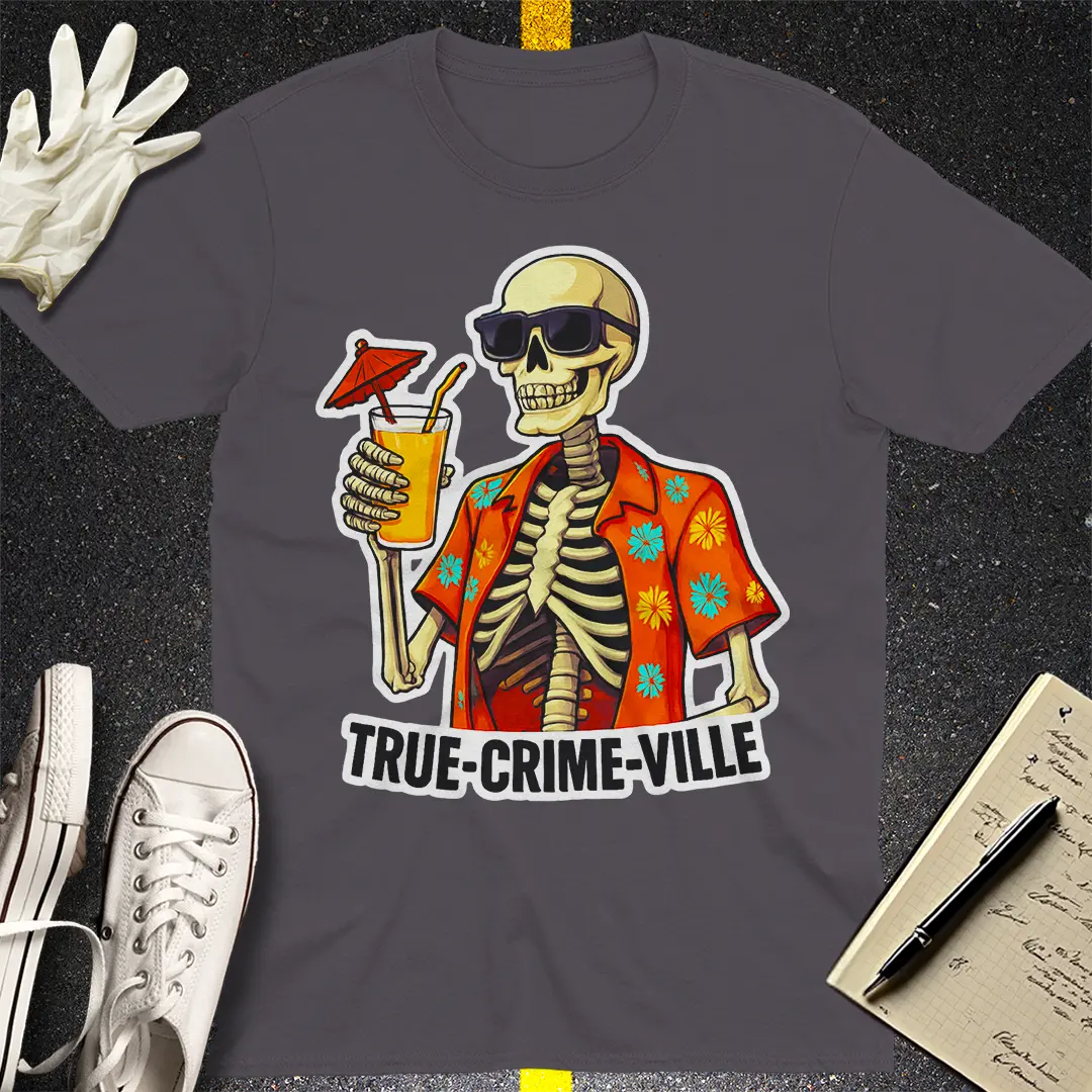 True Crime Ville Skeleton T-Shirt - Charcoal