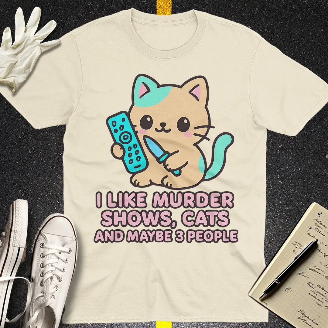 Murder Shows & Cats T-Shirt - Natural