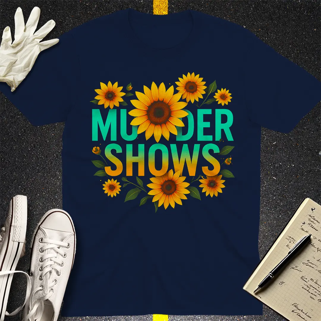 Murder Shows & Sunflowers T-Shirt - Navy
