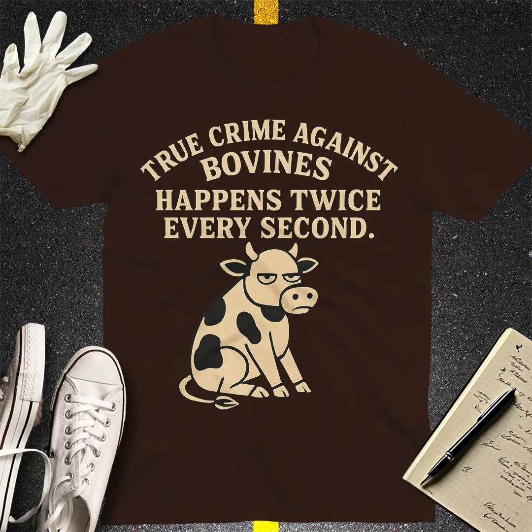 True Crime Against Bovines T-Shirt - Dark Chocolate