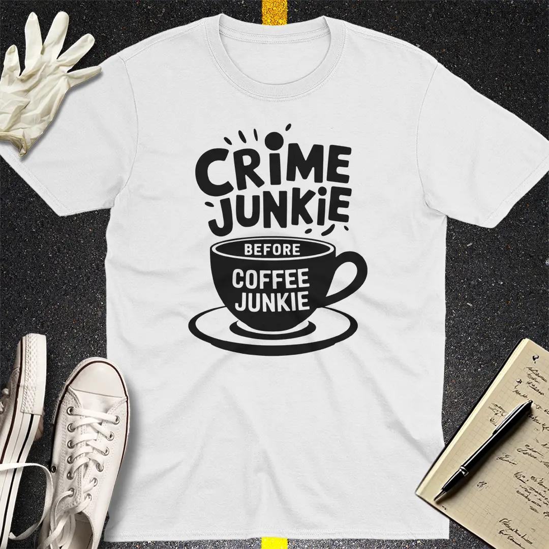Crime & Coffee Junkie T-Shirt - White