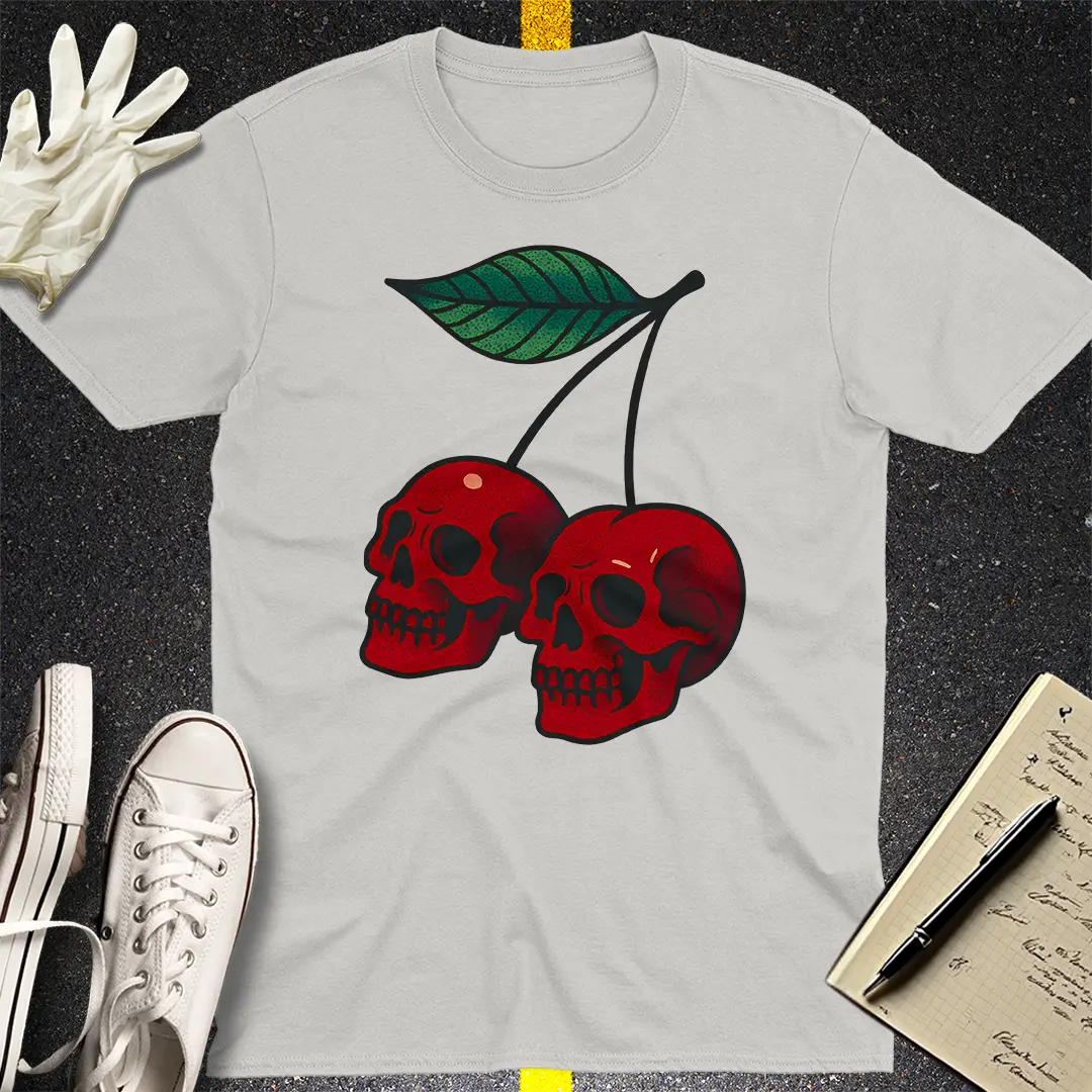 Cherry Skulls T-Shirt - Ice Grey