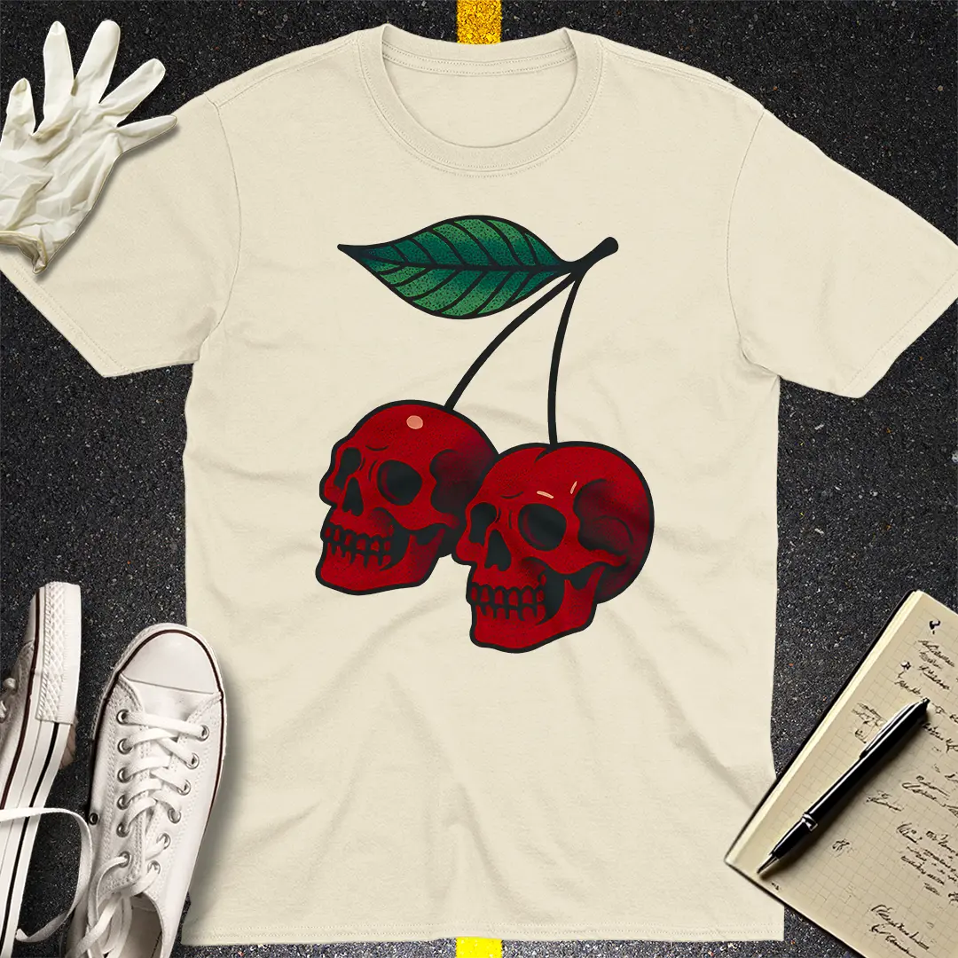 Cherry Skulls T-Shirt - Natural