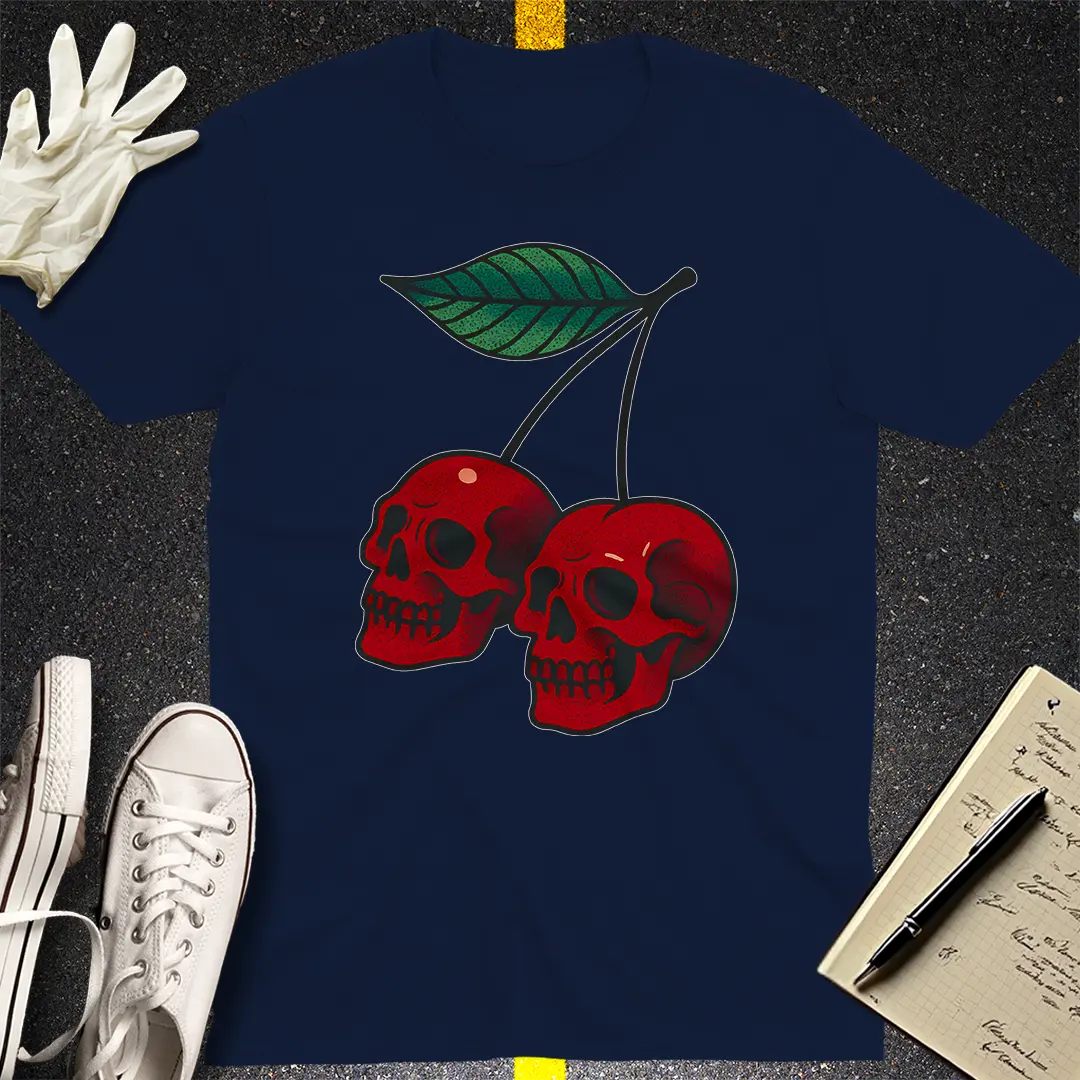 Cherry Skulls T-Shirt - Navy