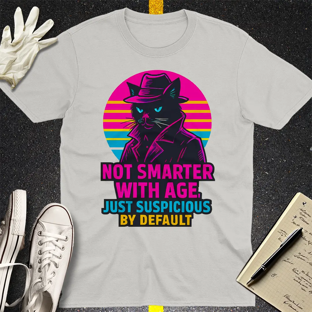 Suspicious Cat Noir T-Shirt - Ice Grey