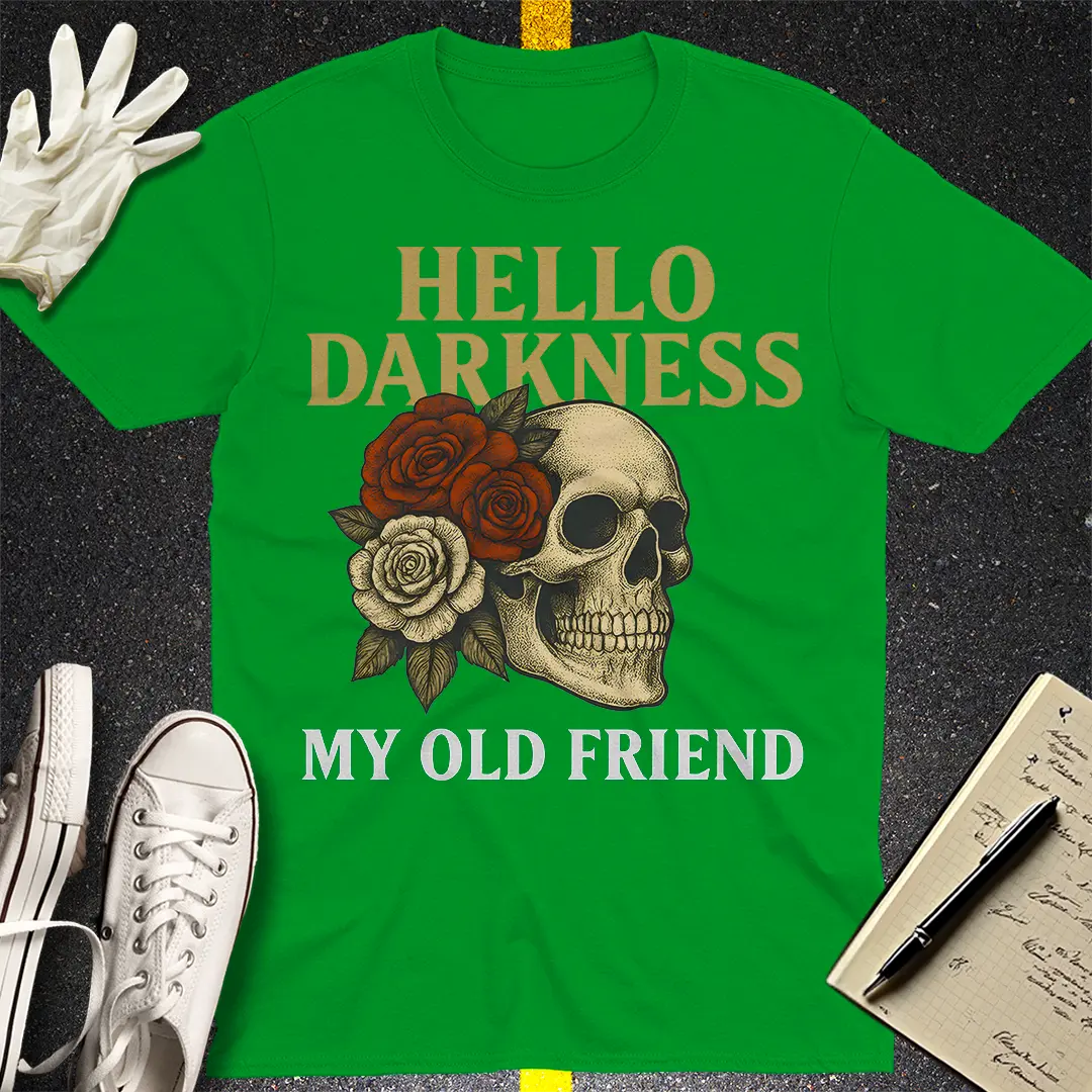Hello Darkness Skull T-Shirt - Irish Green