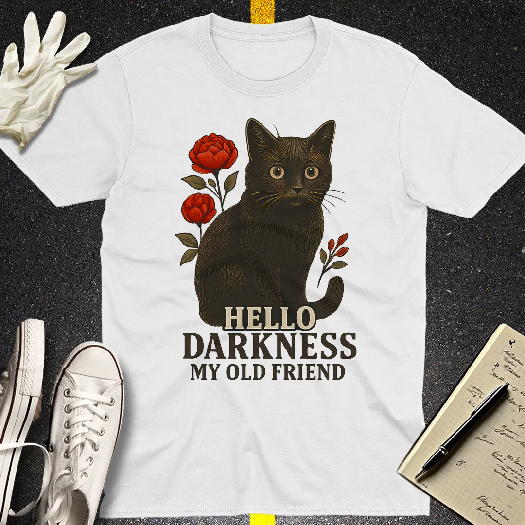 Hello Darkness Cat T-Shirt - White