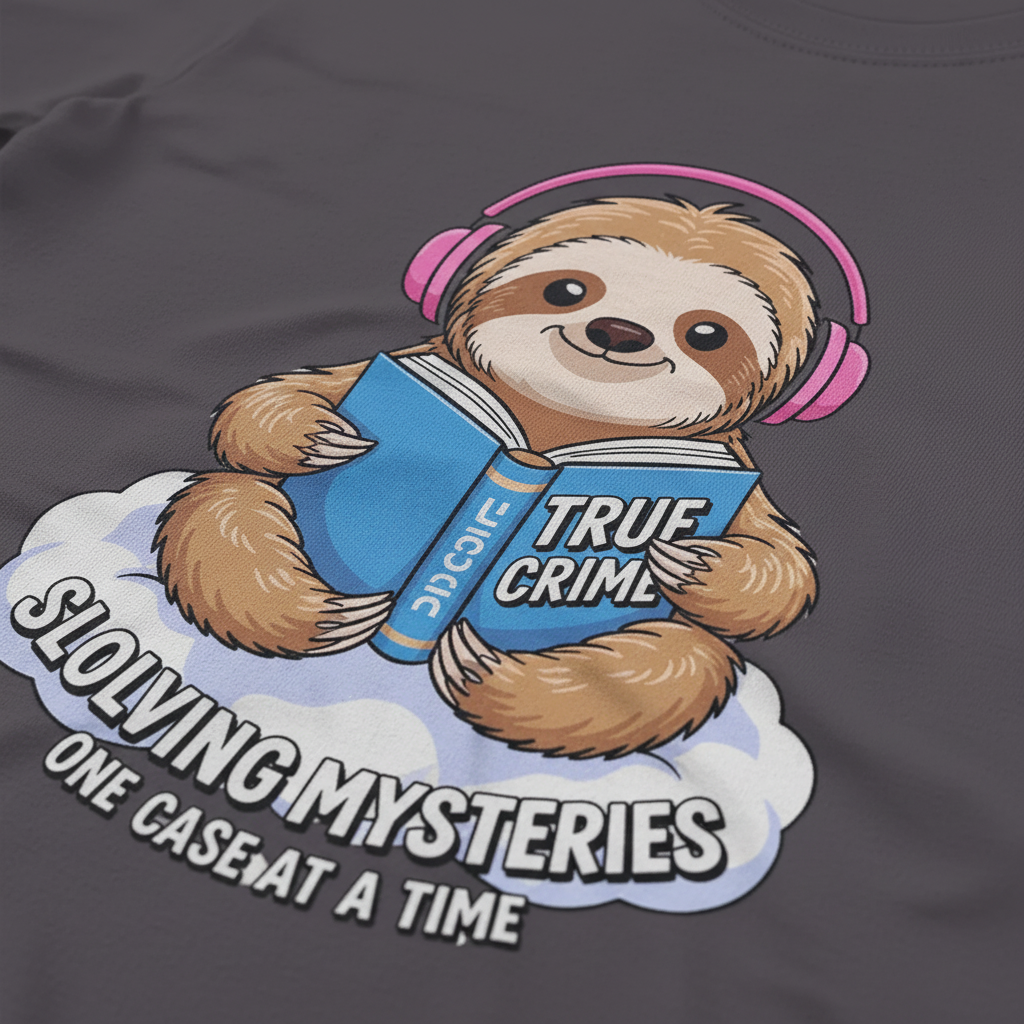Slow Crime Solver Sloth T-Shirt_closeup