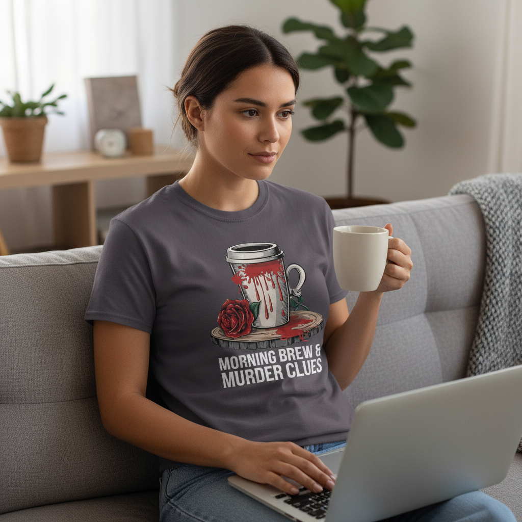 Morning Brew & Murder Clues T-Shirt_use