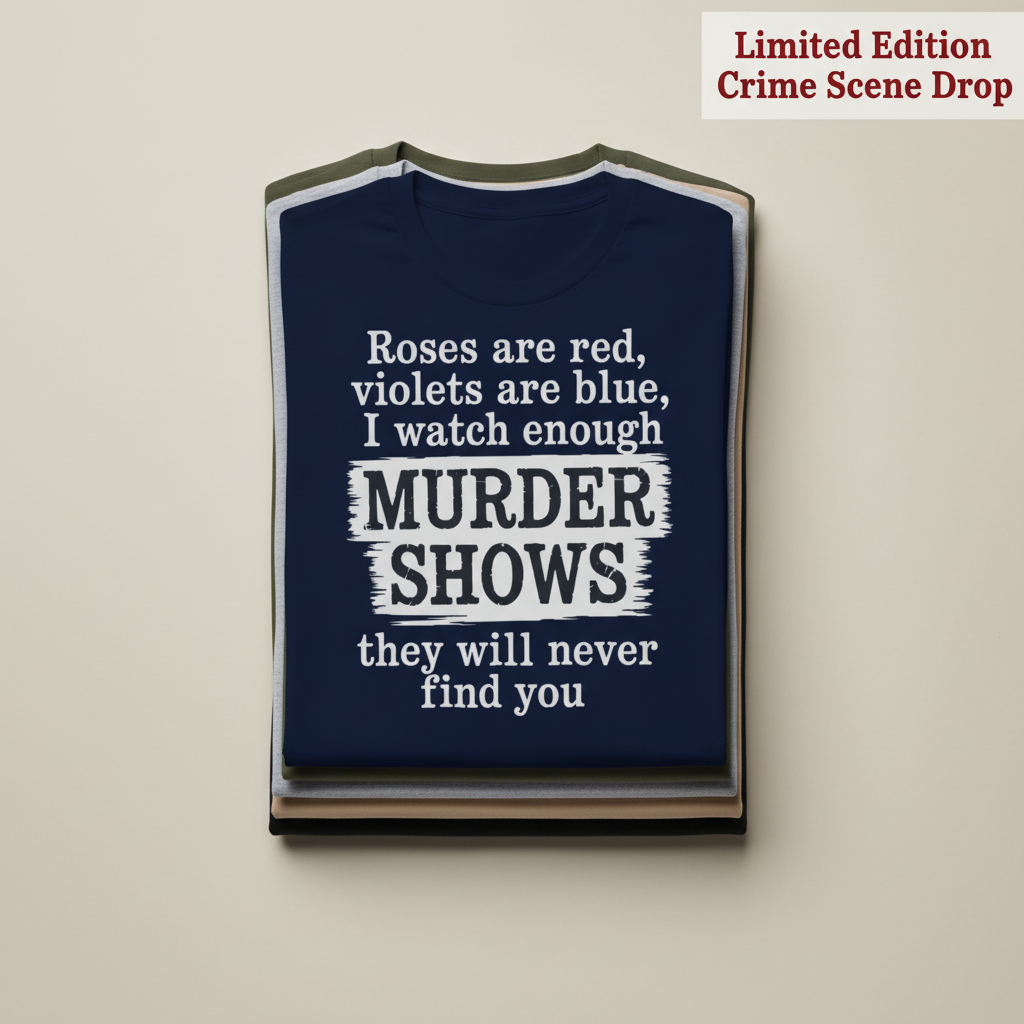 Murder Shows Poetry T-Shirt_stacked_flatlay