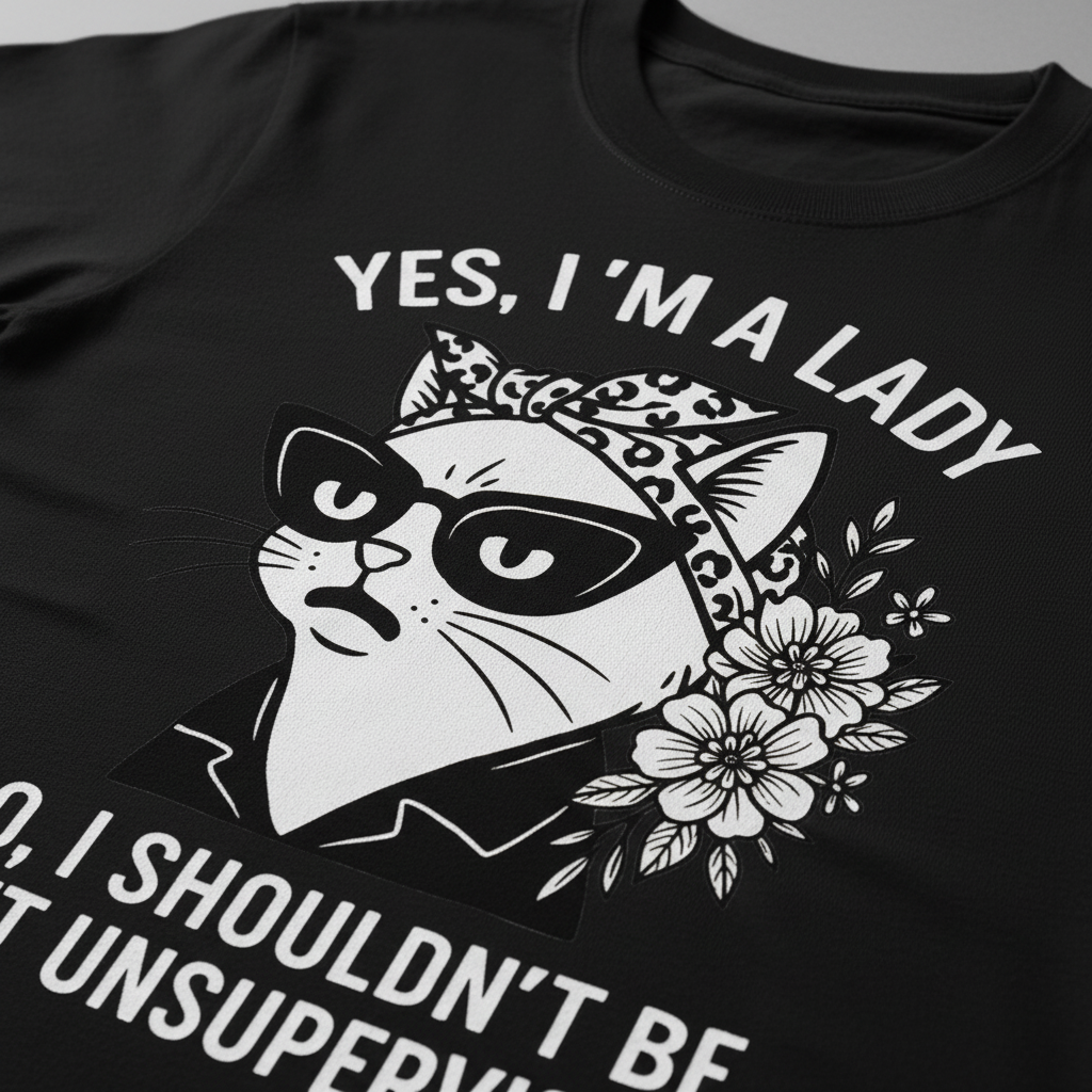 Unsupervised Cat Lady T-Shirt_closeup