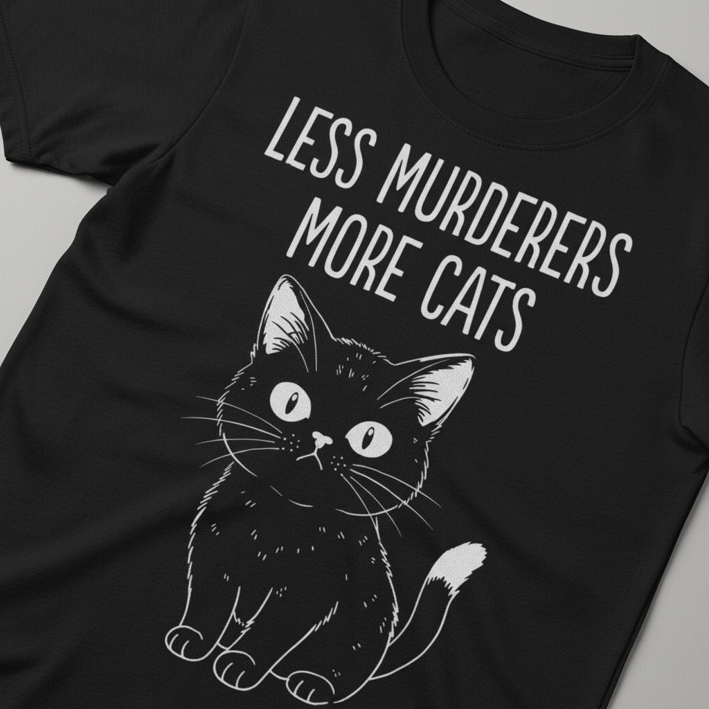 Less Murderers More Cats T-Shirt_closeup