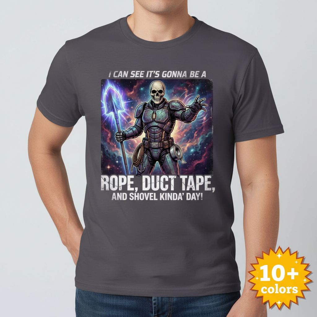Rope, Duct Tape & Shovel T-Shirt_badge