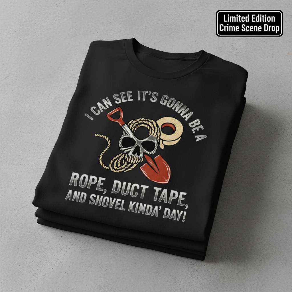Rope Duct Tape Shovel T-Shirt_stacked_flatlay