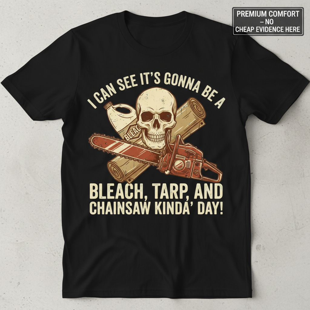Bleach, Tarp & Chainsaw Kinda’ Day T-Shirt_clean