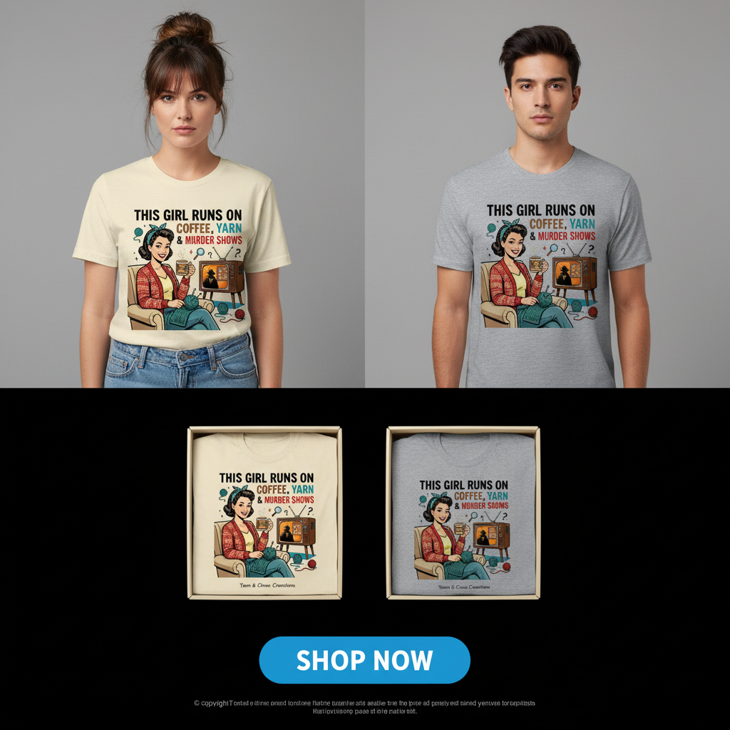 Coffee Yarn & Murder Shows T-Shirt_dual_lifestyle