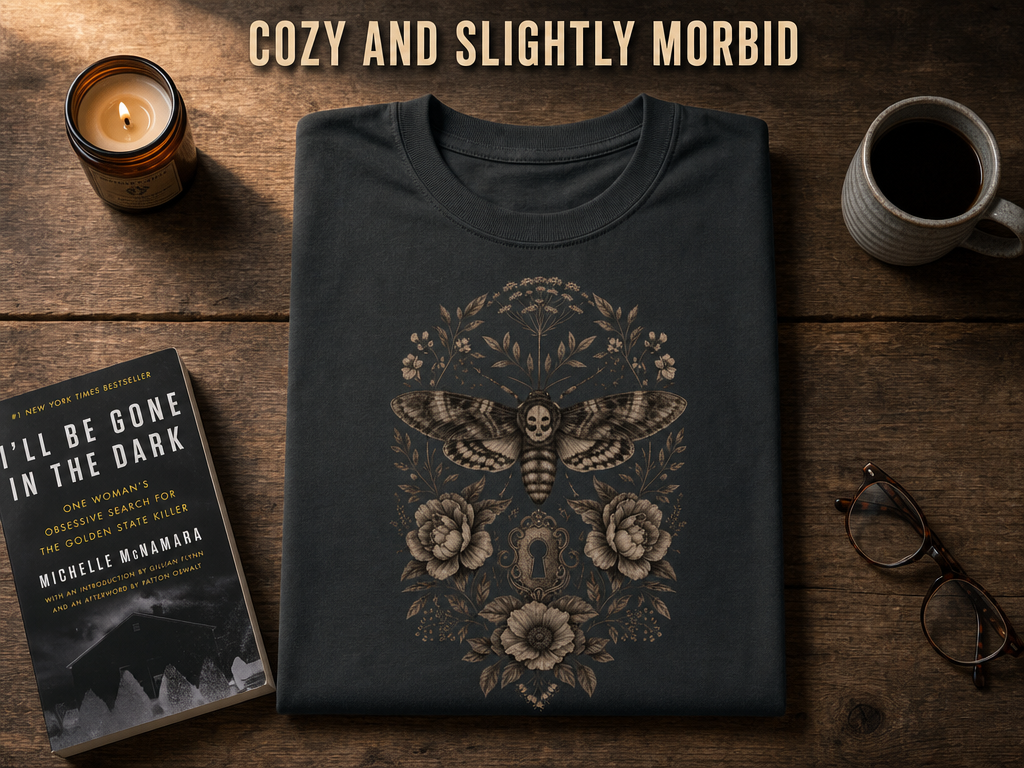 Gothic Death's Head Moth T-Shirt_folded_flatlay