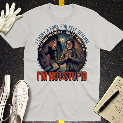 Fork For Self-Defense T-Shirt - Ice Grey