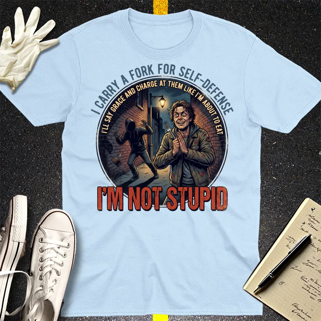 Fork For Self-Defense T-Shirt - Light Blue