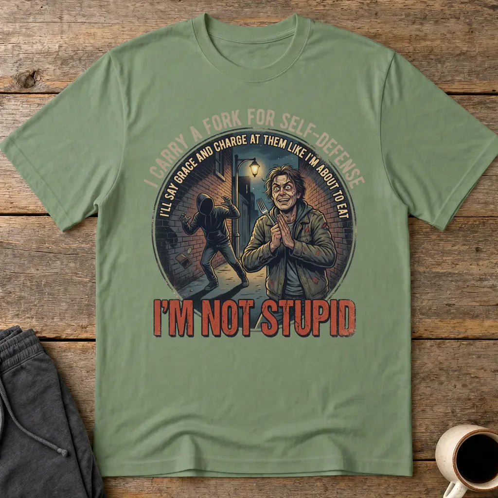Fork For Self-Defense T-Shirt - Military Green