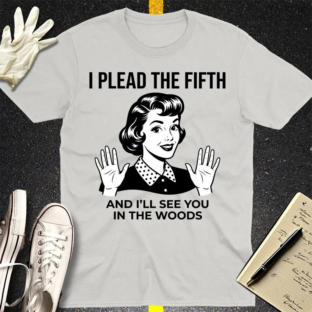 Plead the Fifth Retro T-Shirt - Ice Grey