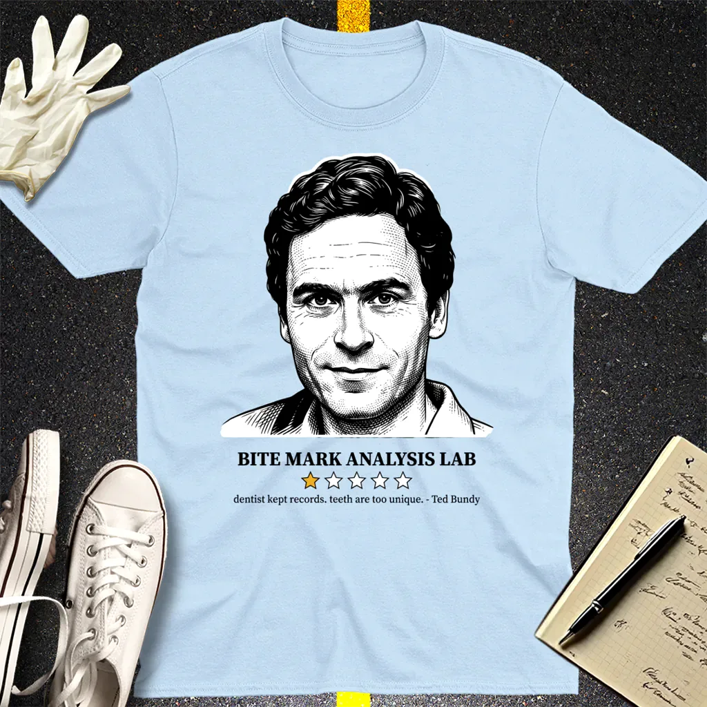 One-Star Bite Mark Lab Review T-Shirt - Light Blue