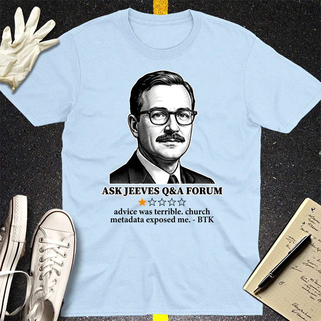 Ask Jeeves Fail Review T-Shirt - Light Blue