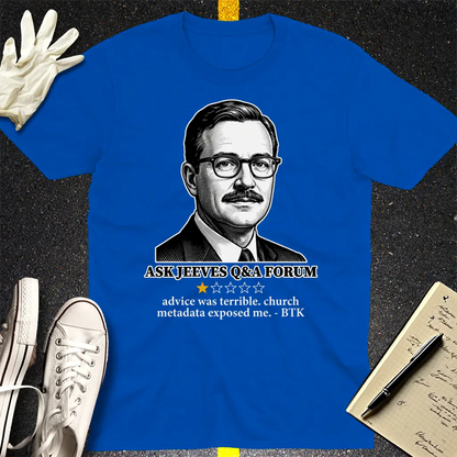 Ask Jeeves Fail Review T-Shirt - Royal