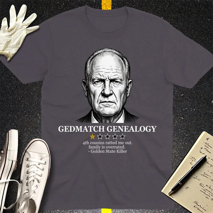 GEDmatch Genealogy Review T-Shirt - Charcoal