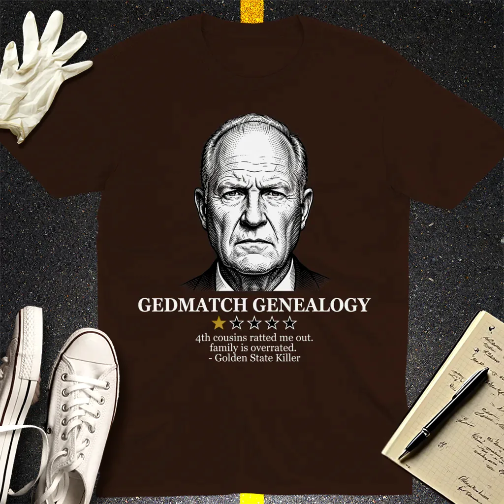 GEDmatch Genealogy Review T-Shirt - Dark Chocolate