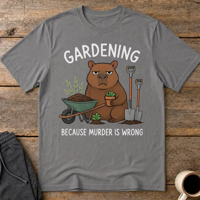 Gardening Bear Justice T-Shirt - Charcoal