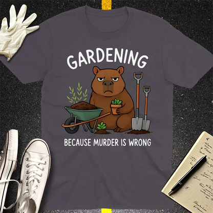 Gardening Bear Justice T-Shirt - Charcoal