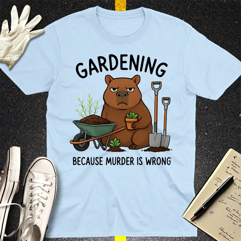 Gardening Bear Justice T-Shirt - Light Blue
