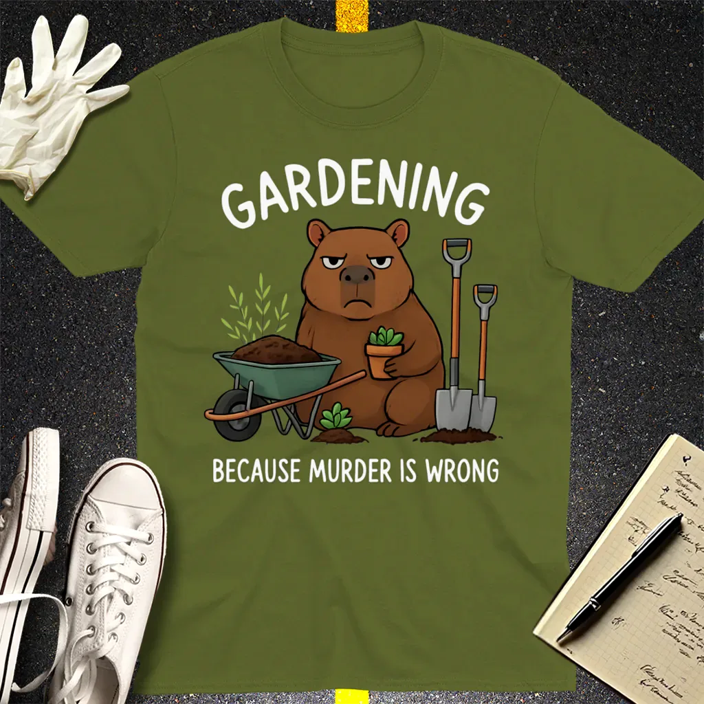 Gardening Bear Justice T-Shirt - Military Green