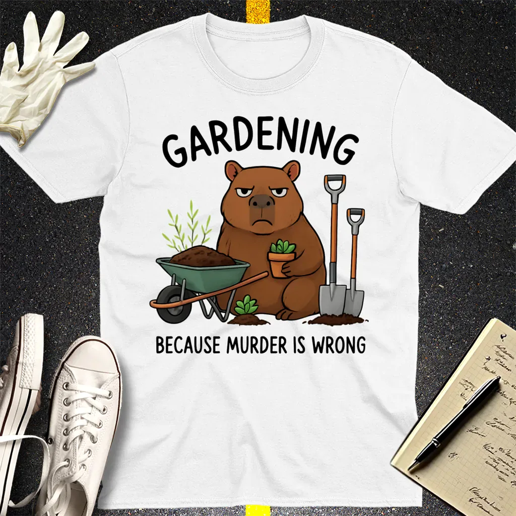 Gardening Bear Justice T-Shirt - White