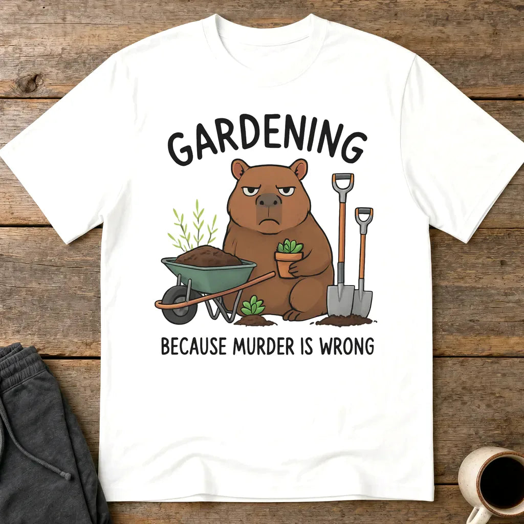 Gardening Bear Justice T-Shirt - White