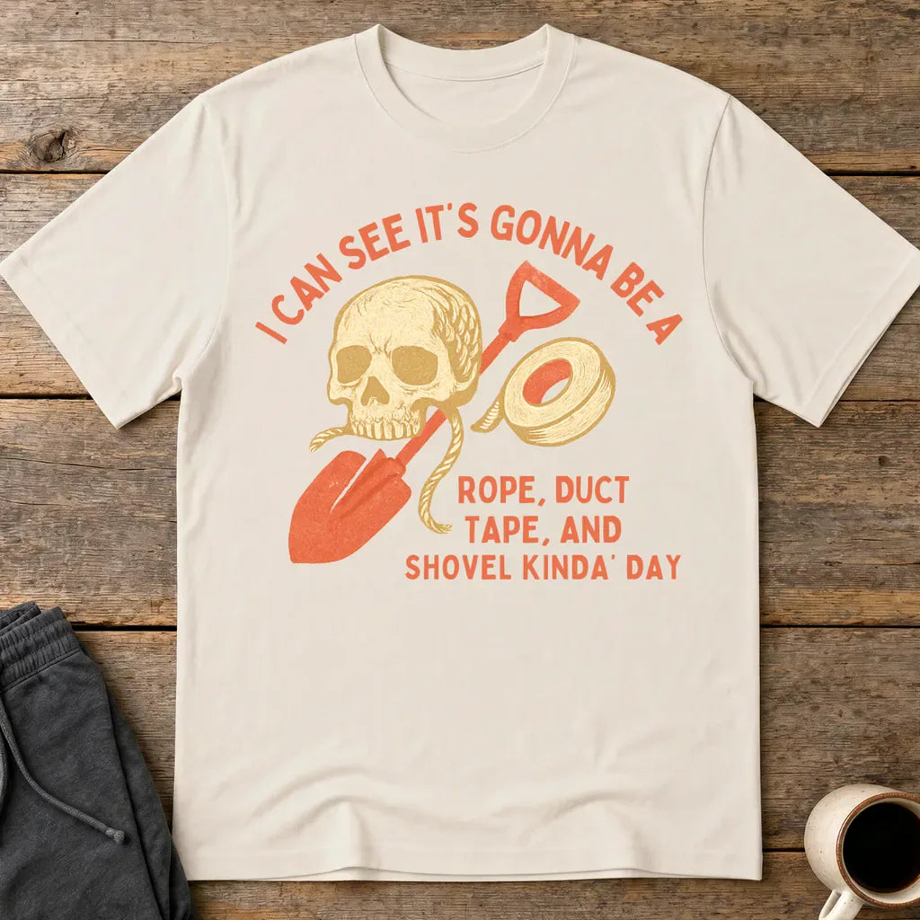 Rope, Tape & Shovel Day T-Shirt - Ice Grey