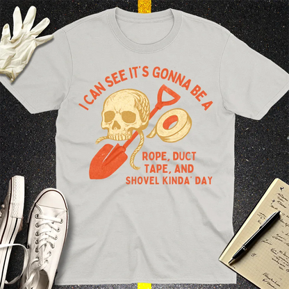 Rope, Tape & Shovel Day T-Shirt - Ice Grey