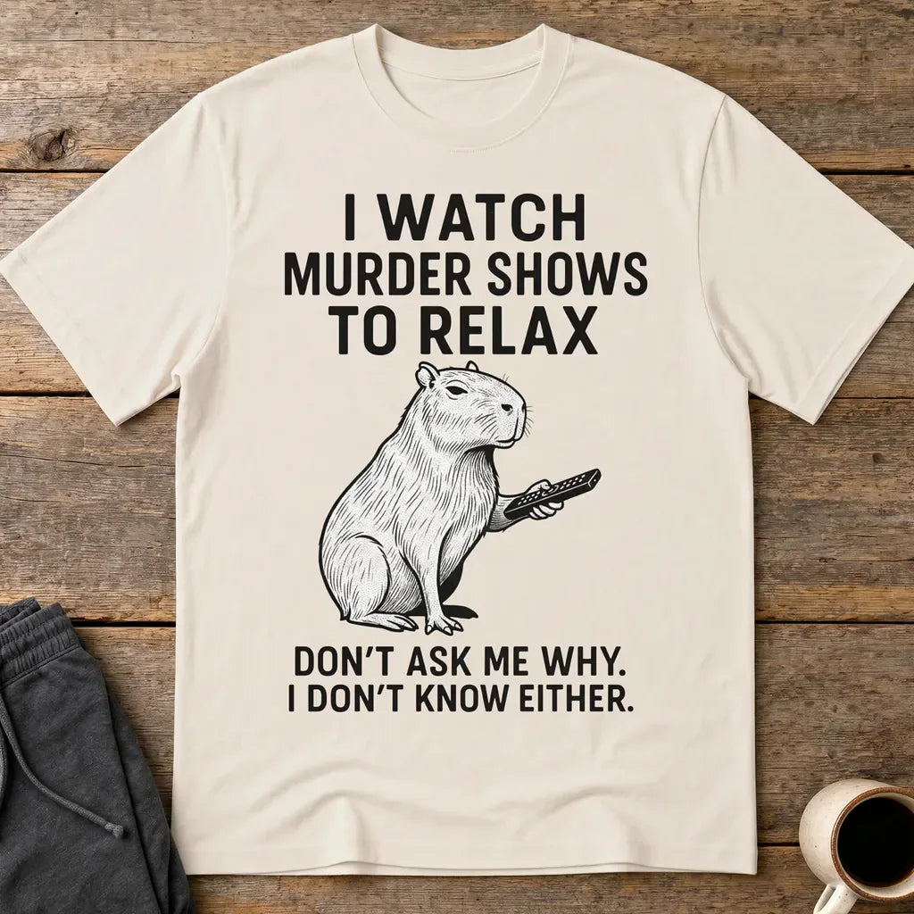 Murder Shows & Chill Capybara T-Shirt - Ice Grey
