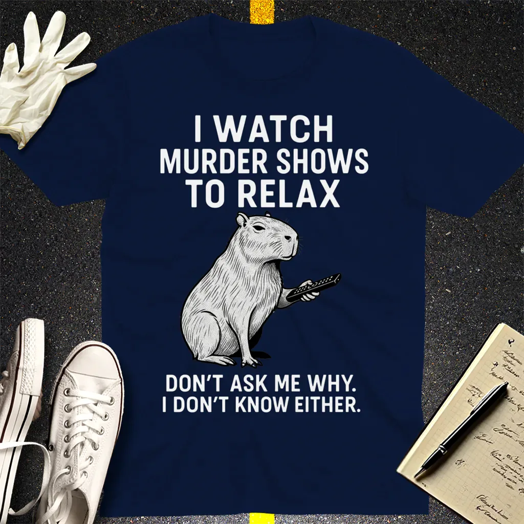Murder Shows & Chill Capybara T-Shirt - Navy