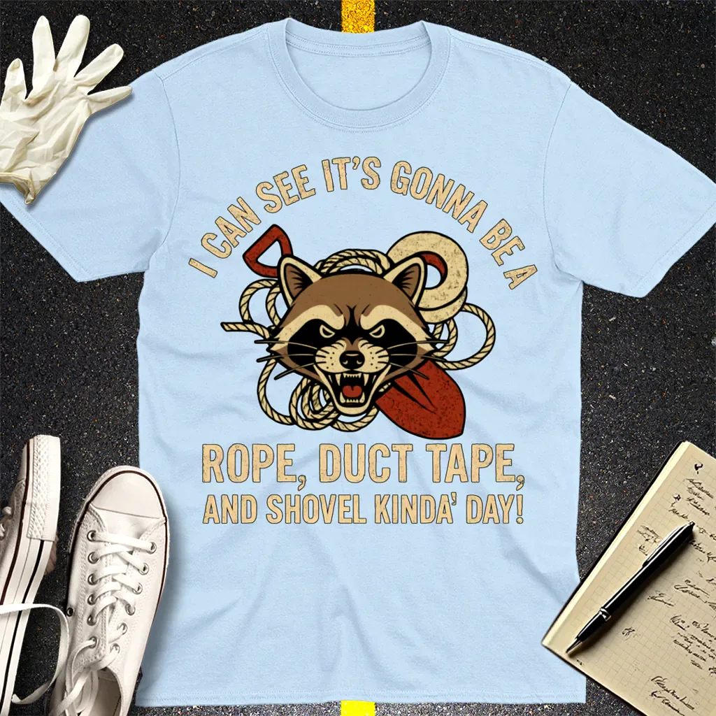 Rope, Duct Tape, & Shovel T-Shirt - Light Blue