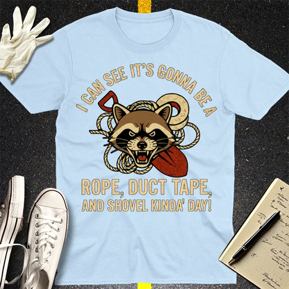 Rope, Duct Tape, & Shovel T-Shirt - Light Blue